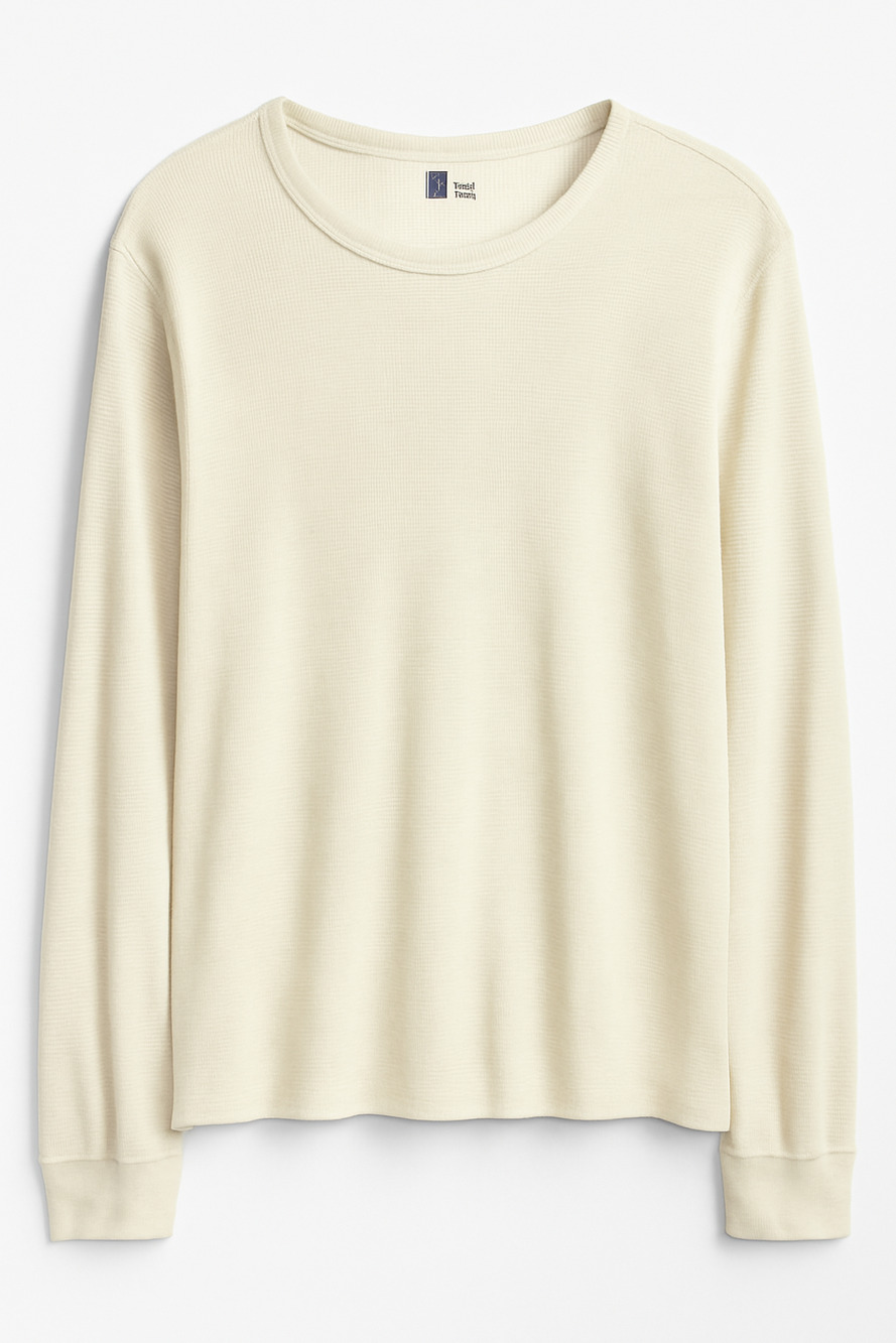 Gap Waffle Knit Thermal Long Sleeve Shirt Cream Soft Cozy Casual Layering XXL